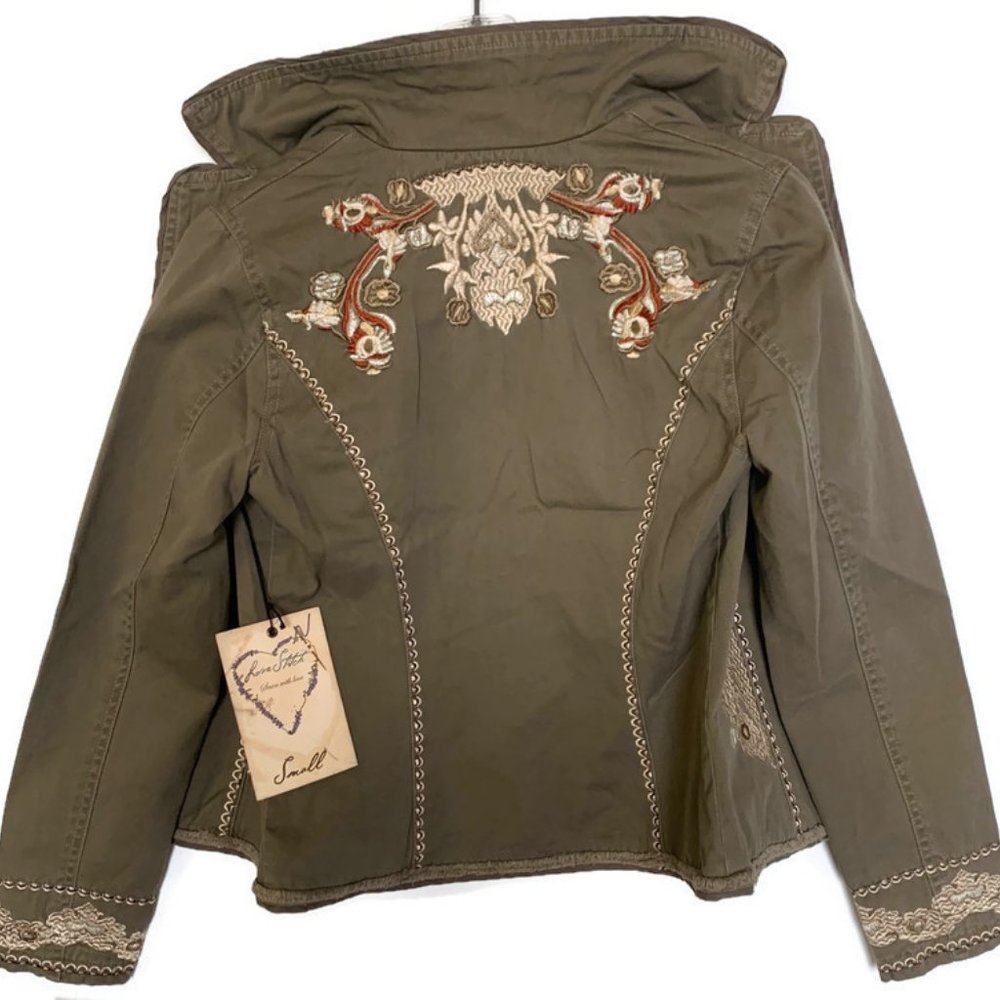 Love Stitch. Embroidered Jacket.   Hobo Chic. 